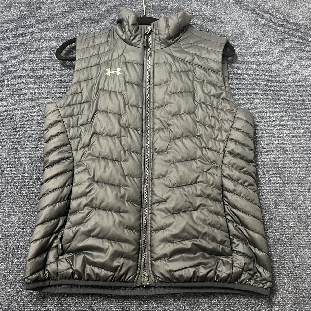 Under Armour ColdGear Vest Mens Small Gray Quilted Insulated Full‎ Zip Puffer